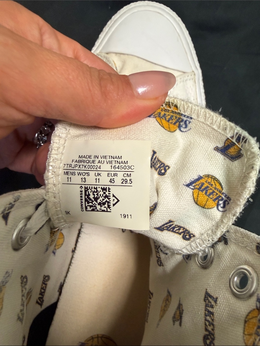 Converse NBA LA Lakers White Purple High-Top Sneakers very good condition. - Picture 8 of 16